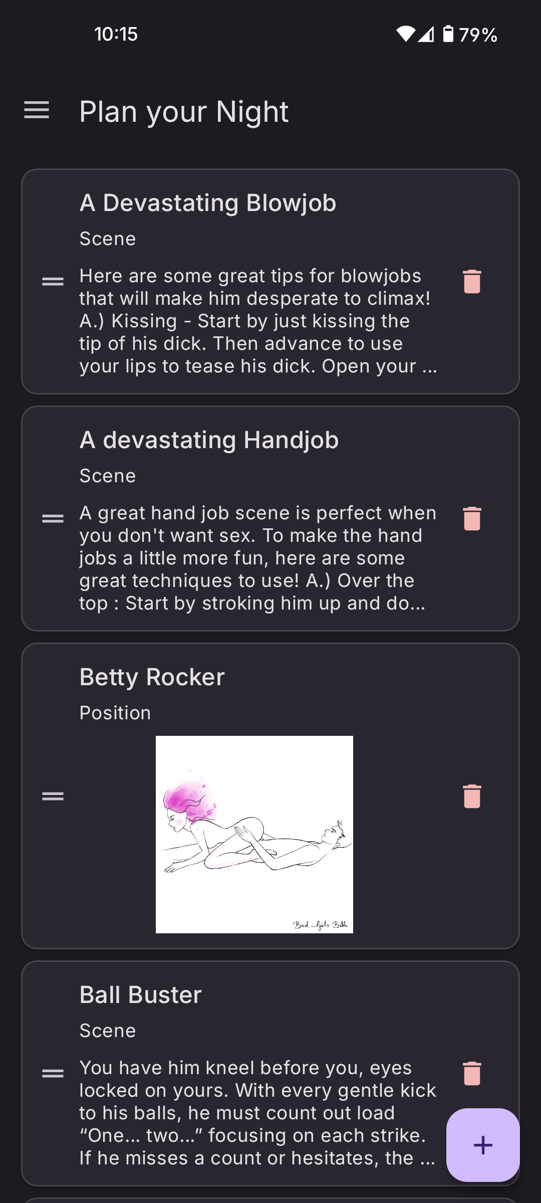 Plan your night Interface
